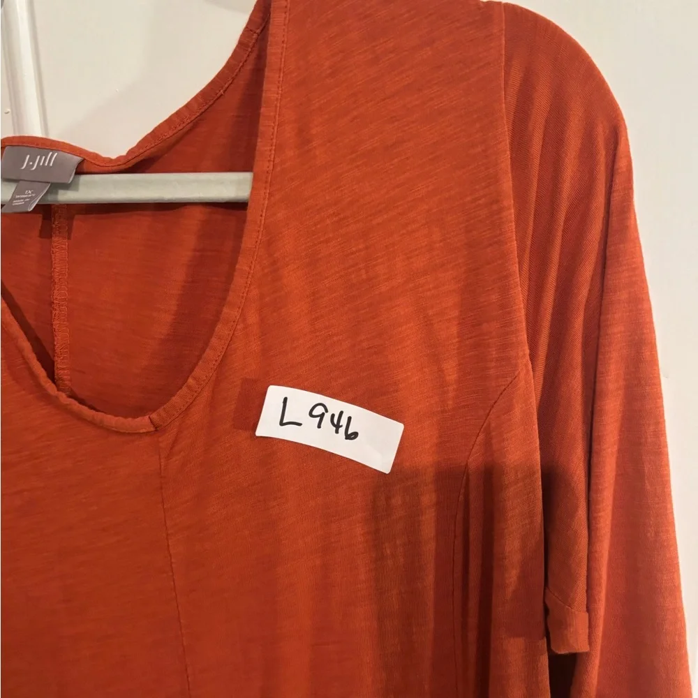 J. Jill Orange Long Sleeve Scoop Neck‎ Dress - Picture 5 of 9